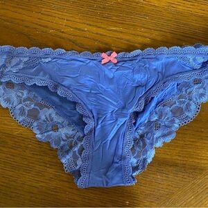 NWT Victoria’s Secret BBV Blue Satin Lace Trim cheekini Panties VS Small s y2k